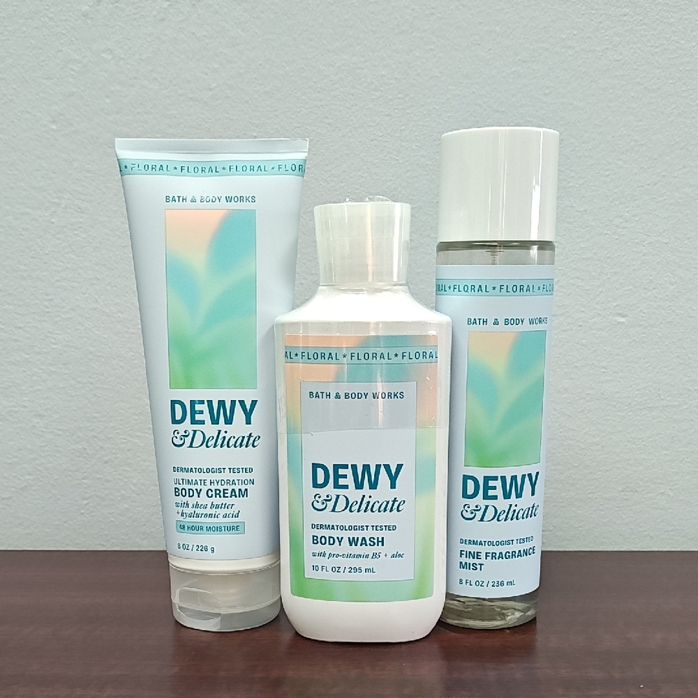 Bath & Body Works DEWY & DELICATE 3 Piece Body Care Set
